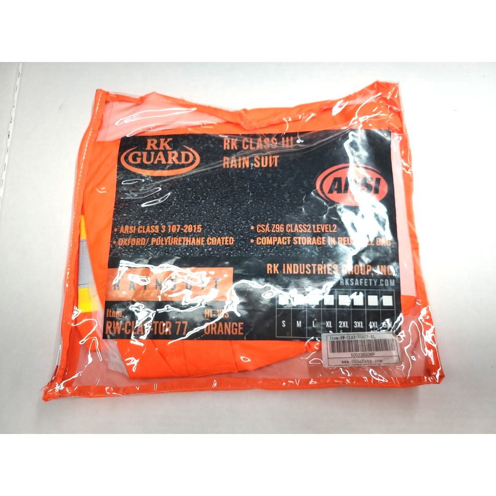 RK Guard RK class lll Rain Suit Hi‎ Vis Orange XL